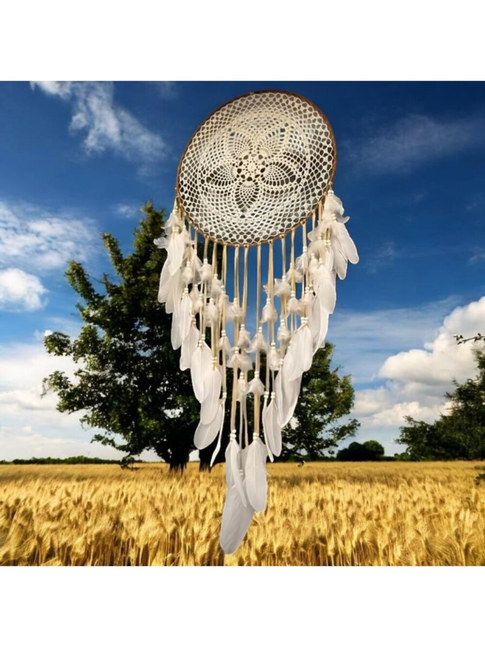 Stunning Large Crotchet Dream Catcher with feathers 39"LONG Disc Shipping - Picture 5 of 5